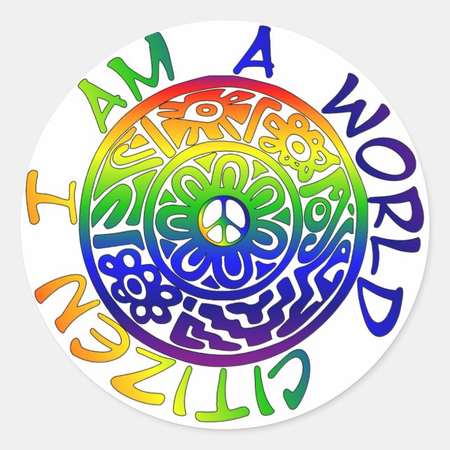Ich bin ein Weltbürger Runder Aufkleber (Vorderseite)