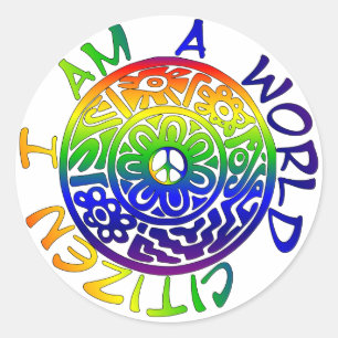 Ich bin ein Weltbürger Runder Aufkleber