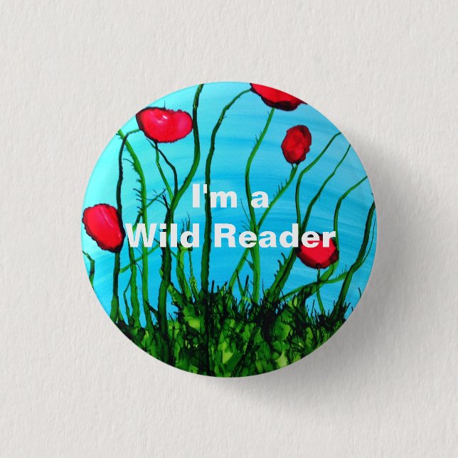 Ich bin ein wilder Leser - azurblauer Knopf Button (Vorderseite)