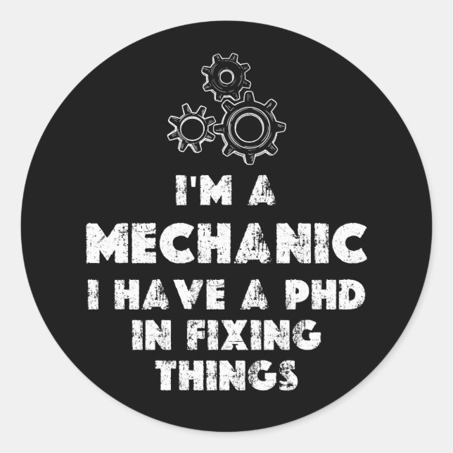 Ich bin ein witziges Mechaniker Runder Aufkleber (Vorderseite)
