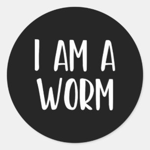 Ich bin ein WurmHalloween, ich bin ein einfaches K Runder Aufkleber
