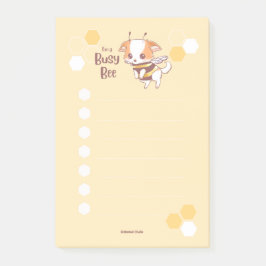 Ich bin eine belebte Bienenmochi-Biene, um gelb zu Post-it Klebezettel