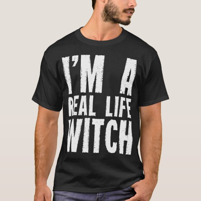Ich bin eine echte Hexe Broom Witchcraft Hexen Hex T-Shirt (Vorderseite)