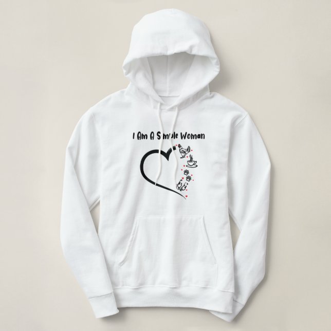 Ich bin eine einfache weibliche Hähnchenkaffee Hun Hoodie (Design vorne)