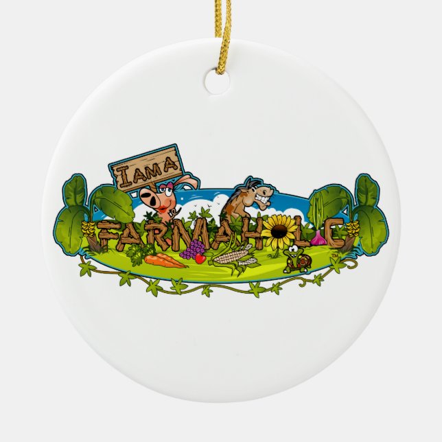 Ich bin eine Farmaholic Weihnachtsverzierung Keramik Ornament (Vorne)