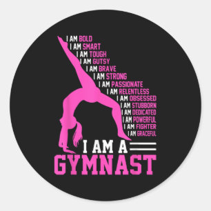 Ich bin eine Gymnastikmotivation Handstand Gymnast Runder Aufkleber