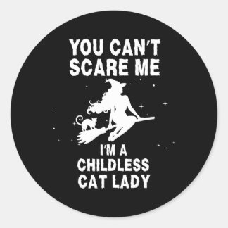 Ich bin eine kinderlose Katzen-Hexe Runder Aufkleber