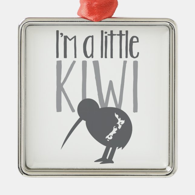 Ich bin eine kleine Kiwi mit niedlichem Silbernes Ornament (Vorne)