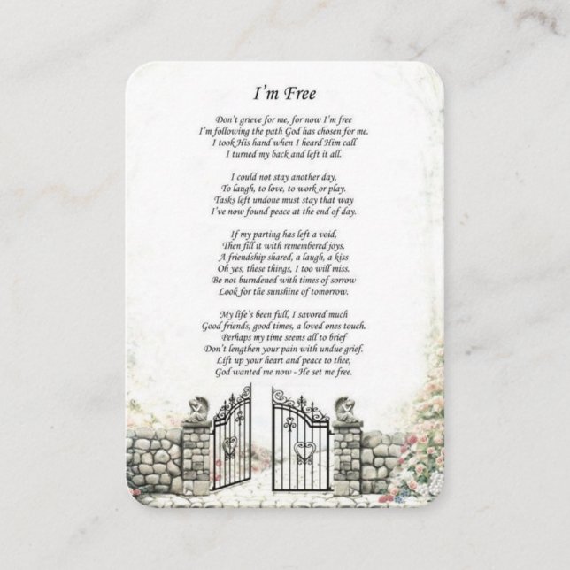 Ich bin eine kostenlose Gedenkkarte Begleitkarte (Vorderseite)