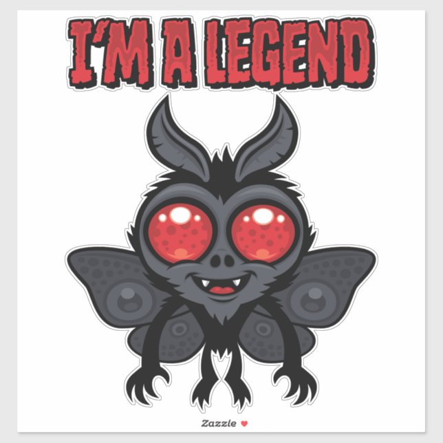 Ich bin eine Legende - Gruseliger süßer Mothman Aufkleber (Blatt)