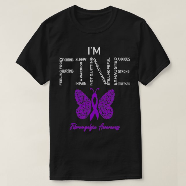 Ich bin eine Lila Fibromyalgie-Bewusstseinsbildung T-Shirt (Design vorne)