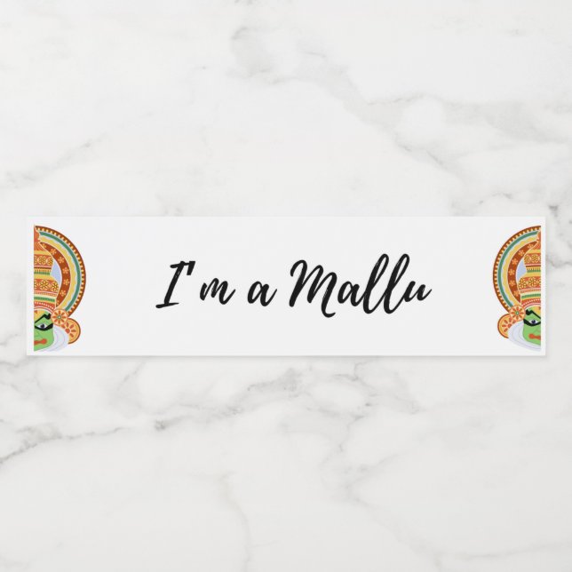 Ich bin eine Mallu Premium Gesichtsmaske klassisch Wasserflaschenetikett (Einzelnes Label)