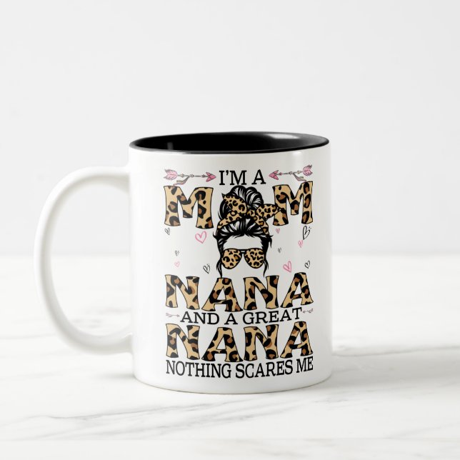 Ich bin eine Mama Nana Great Nothing interessiert  Zweifarbige Tasse (Links)