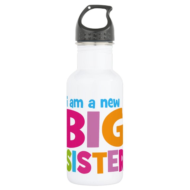 Ich bin eine neue große Schwester Edelstahlflasche (Vorderseite)