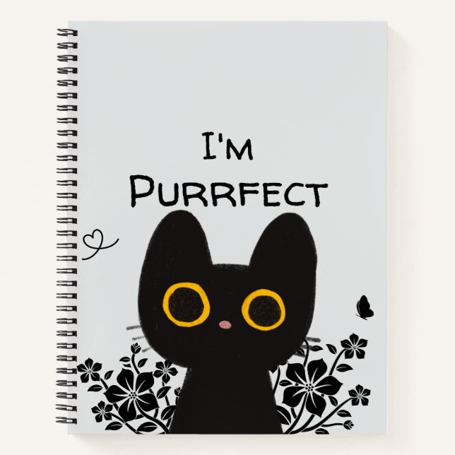Ich bin eine Niedliche schwarze Katze Notizbuch (Vorderseite)