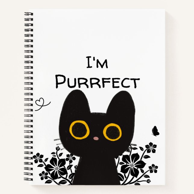 Ich bin eine Niedliche schwarze Katze Notizbuch (Vorderseite)