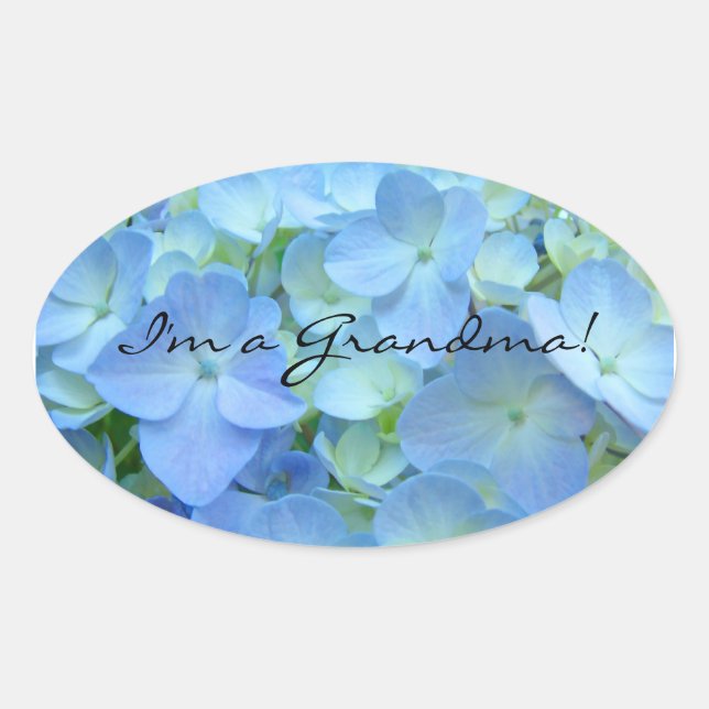 Ich bin eine Oma Aufkleber Siegel Blue Hydrangea B (Vorderseite)
