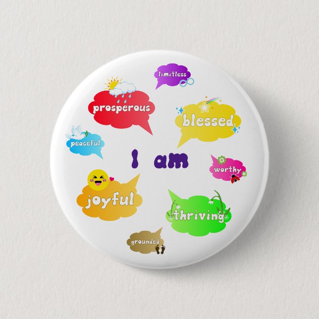 Ich bin eine positive Bestätigung Worte Selbst-Lie Button (Vorderseite)