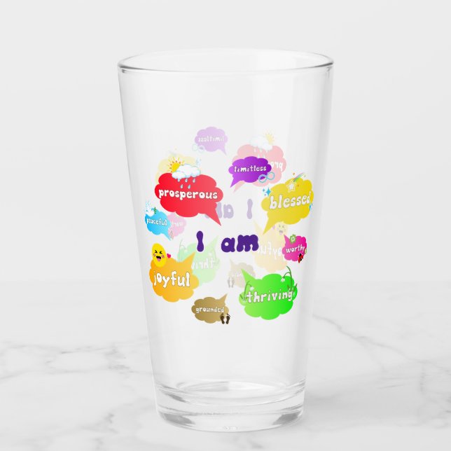Ich bin eine positive Bestätigung Worte Selbst-Lie Glas (Vorderseite)