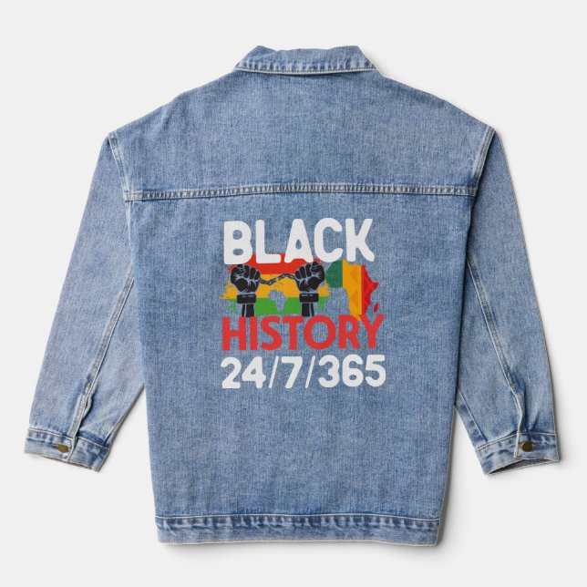 Ich bin eine schwarze, schwarze Geschichte Jeansjacke (Rückseite)
