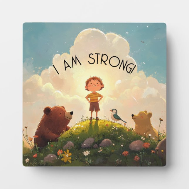 Ich bin eine starke Jungs-Bestätigung Fotoplatte (Vorderseite)