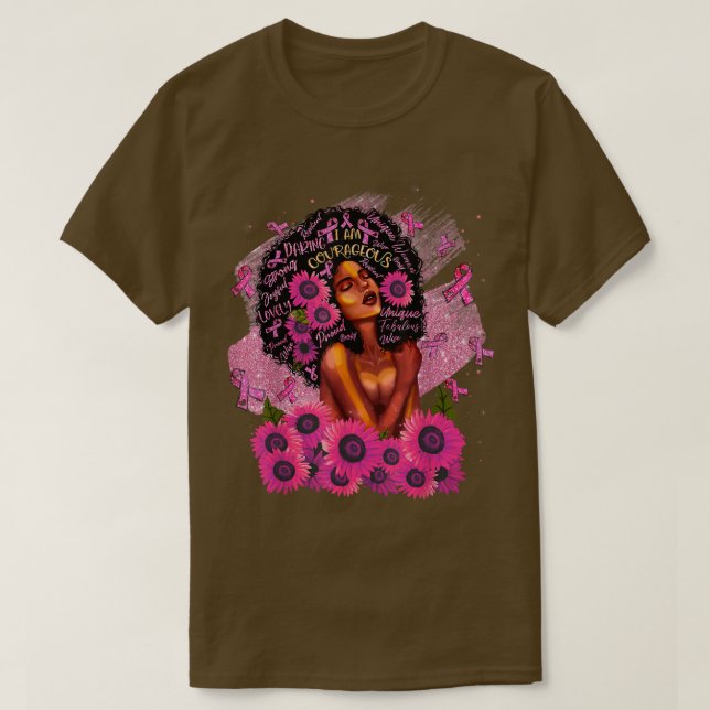 Ich bin eine starke rosa Blume Black Queen Brust T-Shirt (Design vorne)