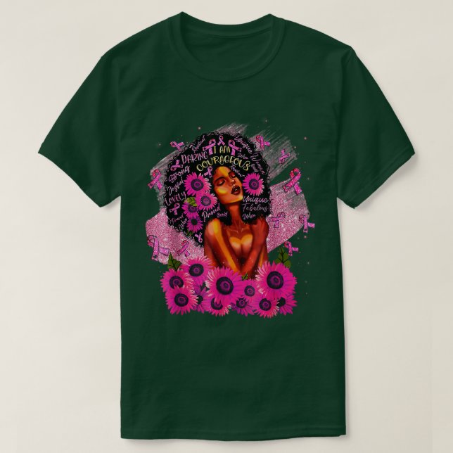 Ich bin eine starke rosa Blume Black Queen Brust T-Shirt (Design vorne)