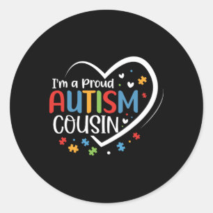 Ich bin eine stolz Cousin Liebe Herz Autismus Bewu Runder Aufkleber