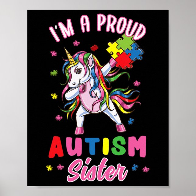 Ich bin eine stolze Autismus-Schwester Autismus-Be Poster (Vorne)