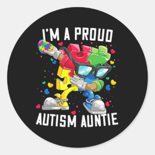 Ich bin eine stolze Autismus Tante Autismus Awaren Runder Aufkleber