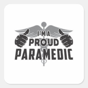 Ich bin eine stolze paramedische Krankenwagen EMS Quadratischer Aufkleber