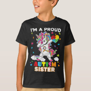 Ich bin eine stolze Schwester Dabbing Unicorn Auti T-Shirt