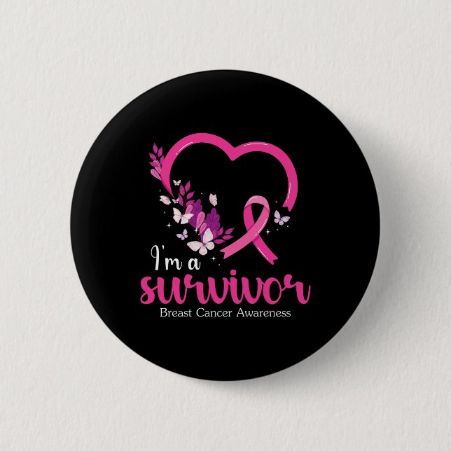 Ich bin eine überlebende Brustkrebserklärerin Frau Button (Vorderseite)