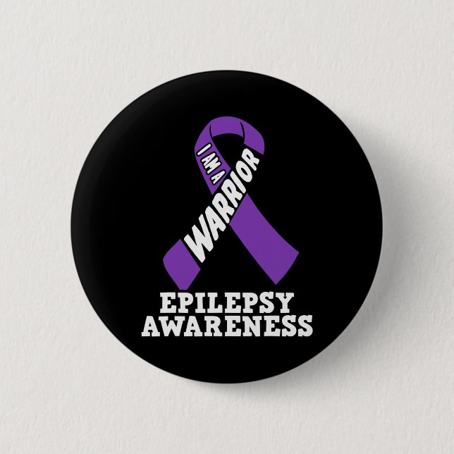 Ich bin eine Warrior Epilepsie Awareness Ribbon-Kr Button (Vorderseite)