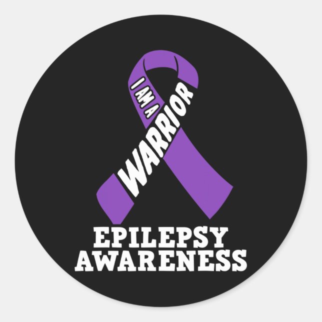 Ich bin eine Warrior Epilepsie Awareness Ribbon-Kr Runder Aufkleber (Vorderseite)