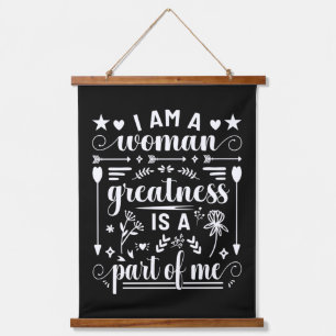 Ich bin eine weibliche Großzügigkeit ist ein Teil  Wandteppich Mit Holzrahmen