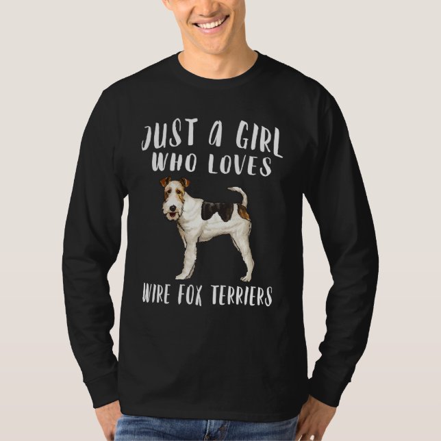 Ich bin einfach ein Mädchen, das Draht-Fuchs-Terri T-Shirt (Vorderseite)