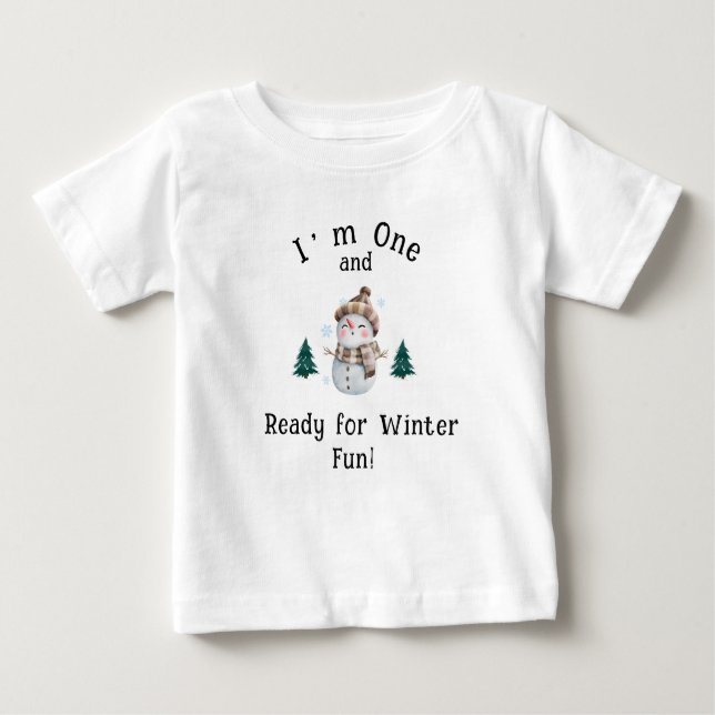Ich bin Eins und bereit für Winterspass! - Niedlic Baby T-shirt (Vorderseite)