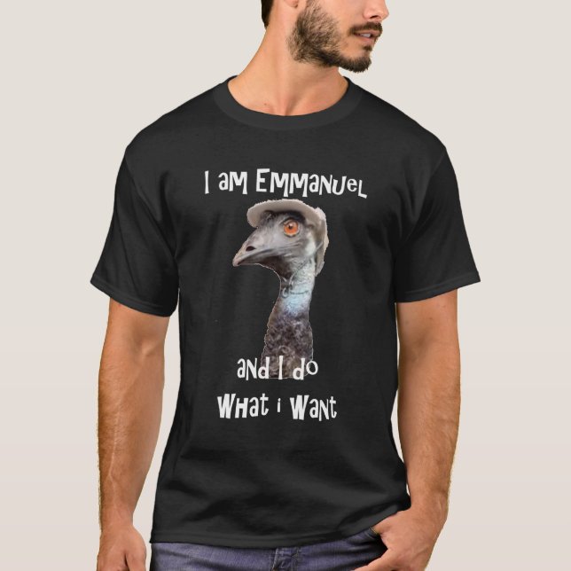 Ich bin Emmanuel und tue, was ich Viral Emu Graph  T-Shirt (Vorderseite)