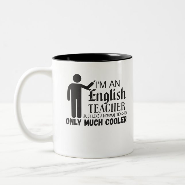 Ich bin Englischlehrerin, genau wie ein normaler L Zweifarbige Tasse (Links)
