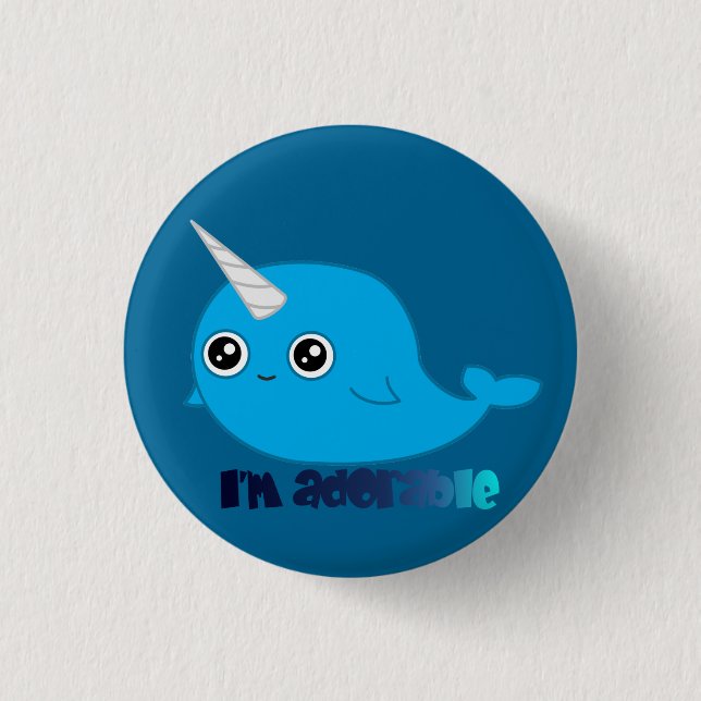 Ich bin entzückender Narwhal Knopf Button (Vorderseite)