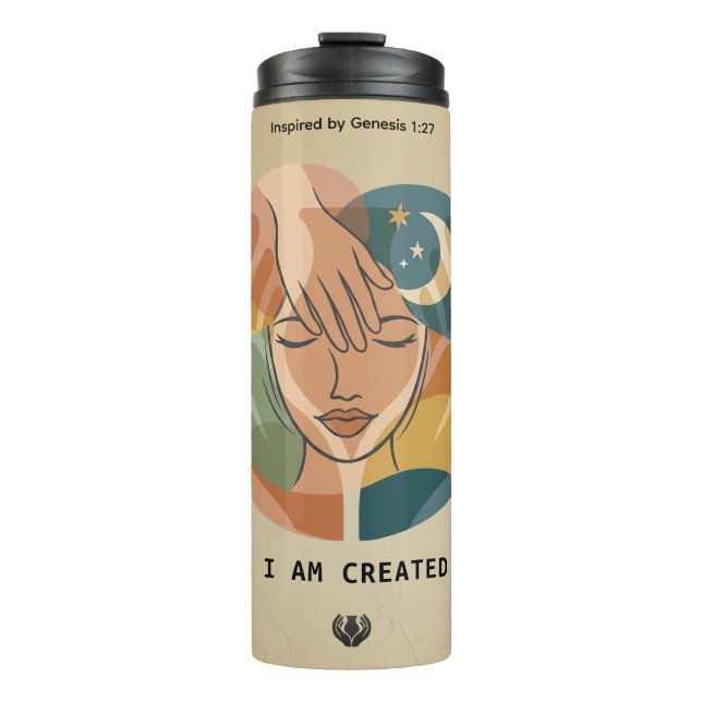 Ich bin erschaffen - Hand der Gnade Thermosbecher (Vorderseite)