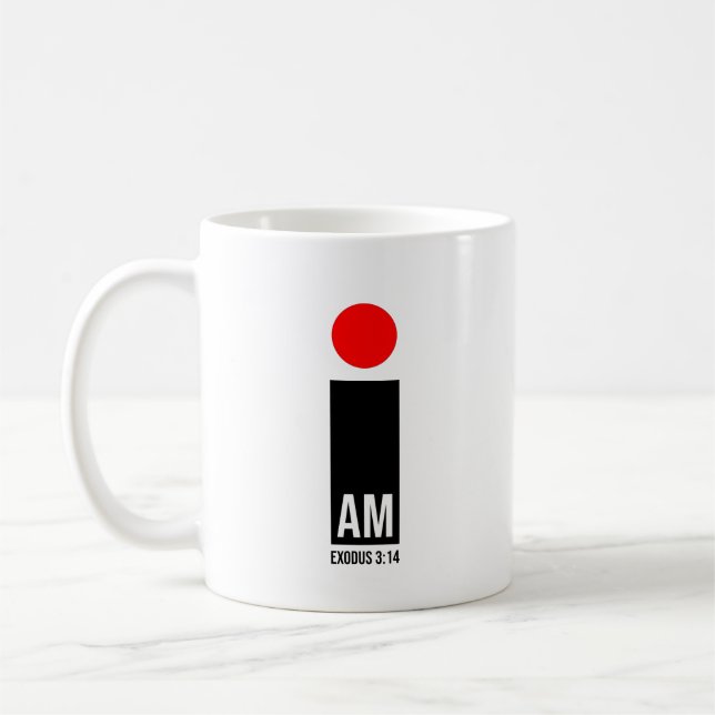 Ich bin - Exodus 3:14: Rotes Design Kaffeetasse (Links)