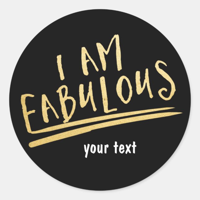 Ich BIN FABULOUS Black & Gold Custom Sticker (Vorderseite)