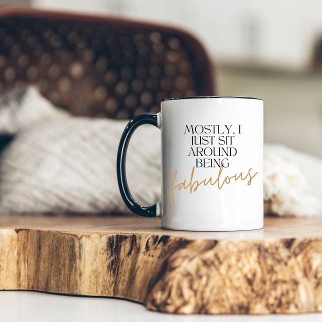 Ich bin fabulous Funny Modern Schriftart Gold Scri Zweifarbige Tasse (Von Creator hochgeladen)