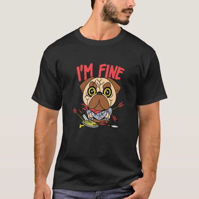 Ich bin fein  Bogenschießen Mops Mittelalterlicher T-Shirt (Vorderseite)