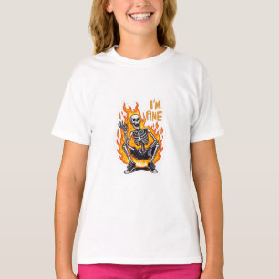 Ich bin Fein Skelett in Flammen Lustige Sticker-Il T-Shirt