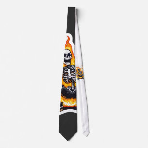 Ich bin Fein Skelett in Flammen Lustiger Sticker I Krawatte
