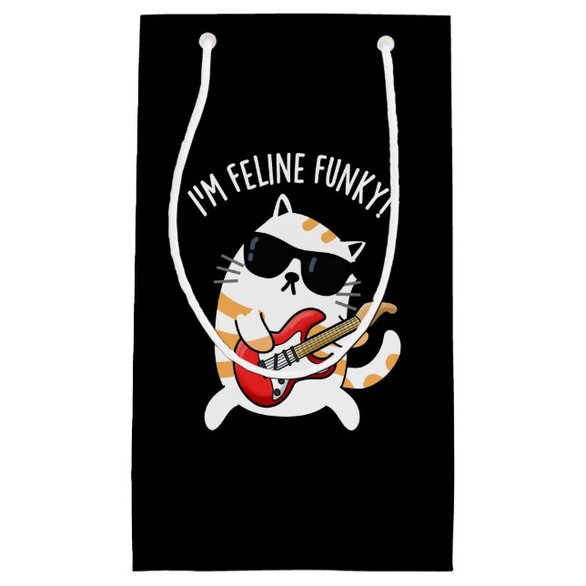 Ich bin Feline Funky Funny Cat Pun Dark BG Kleine Geschenktüte (Vorderseite)