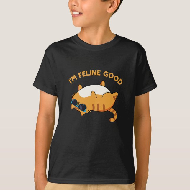 Ich bin Feline Good Funny Fat Cat Pun T-Shirt (Vorderseite)